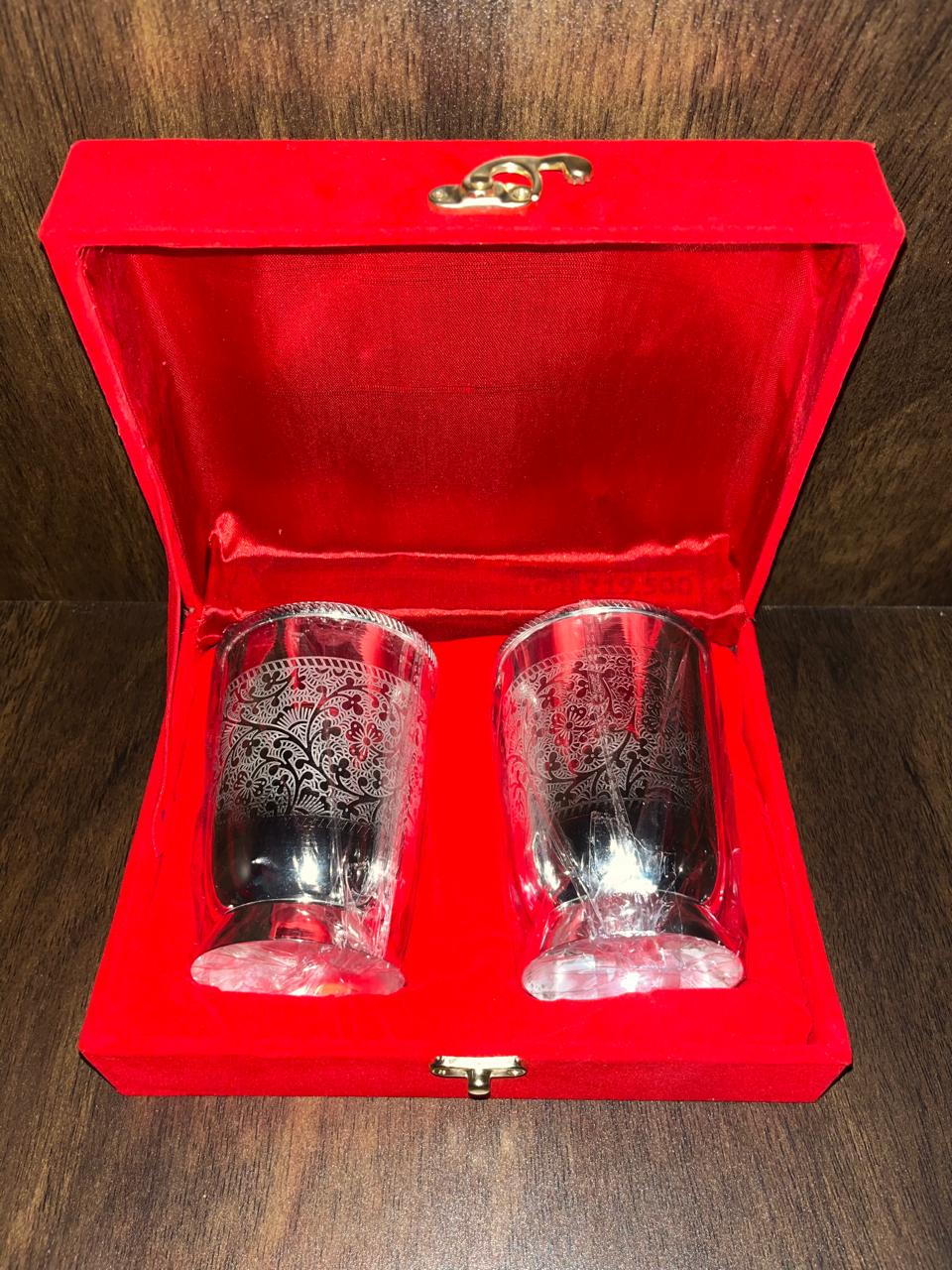Exquisite Silver-Plated Glass Set in Velvet Gift Box