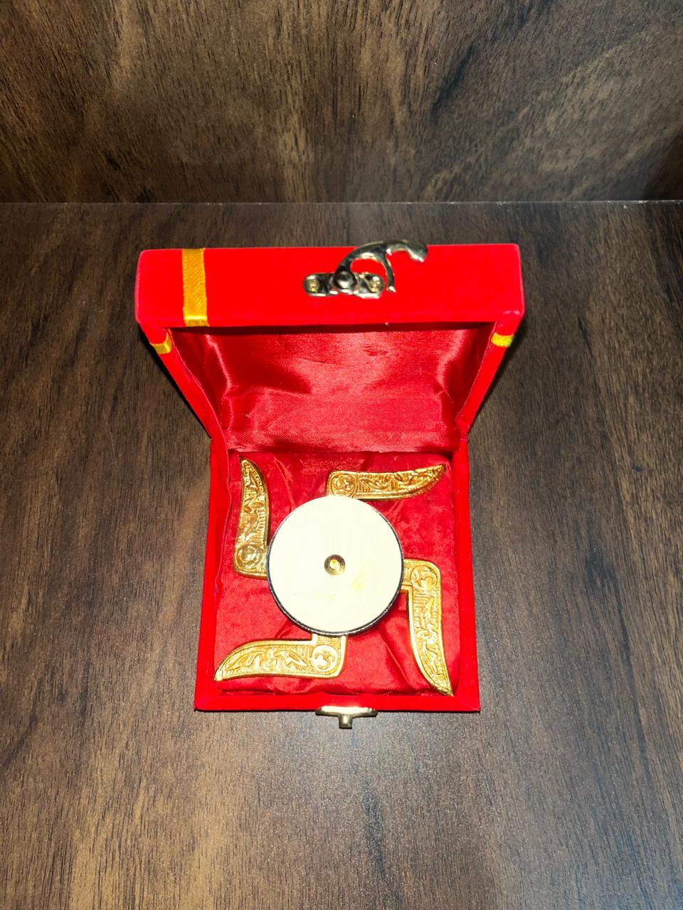 Ornate Swastika Display Piece – Cultural Symbol in Velvet Box